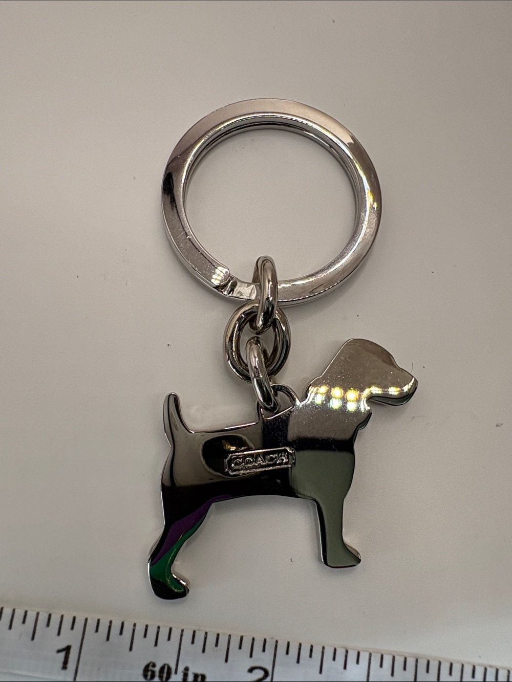Coach Silver Rhinestone Dog Keychain Charm - Picture 3 of 5